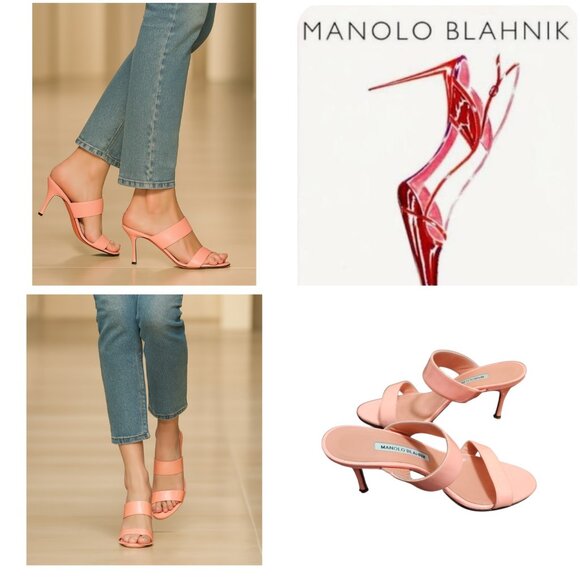 Manolo Blahnik Coral High Heel Shoes Sleek Design Size 36 Made In Italy - Picture 12 of 13